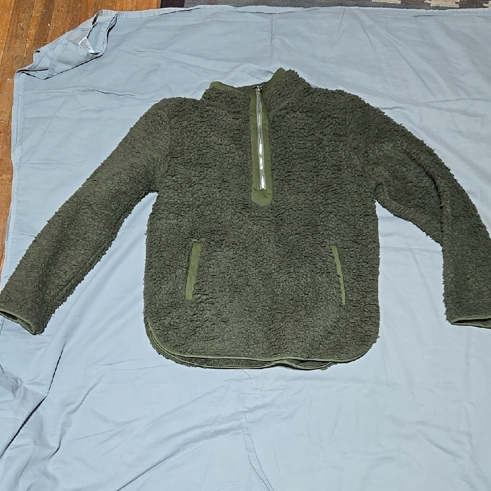 Misses Size Medium Plush Olive Green Fleece Jacket